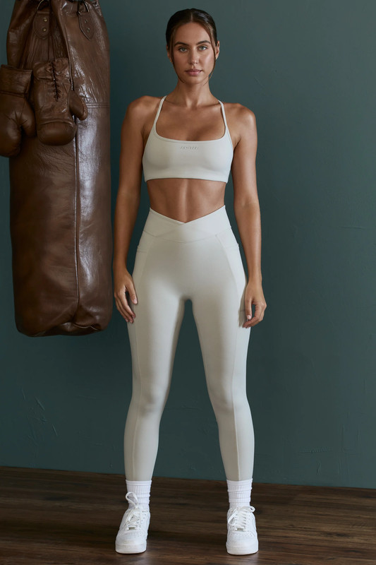 High Waist Wrap Over Leggings in Grey - UK Size:XXS